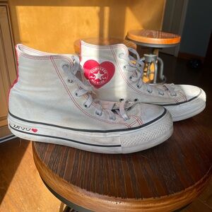 Converse Valentine High-Tops with Red Heart Accent